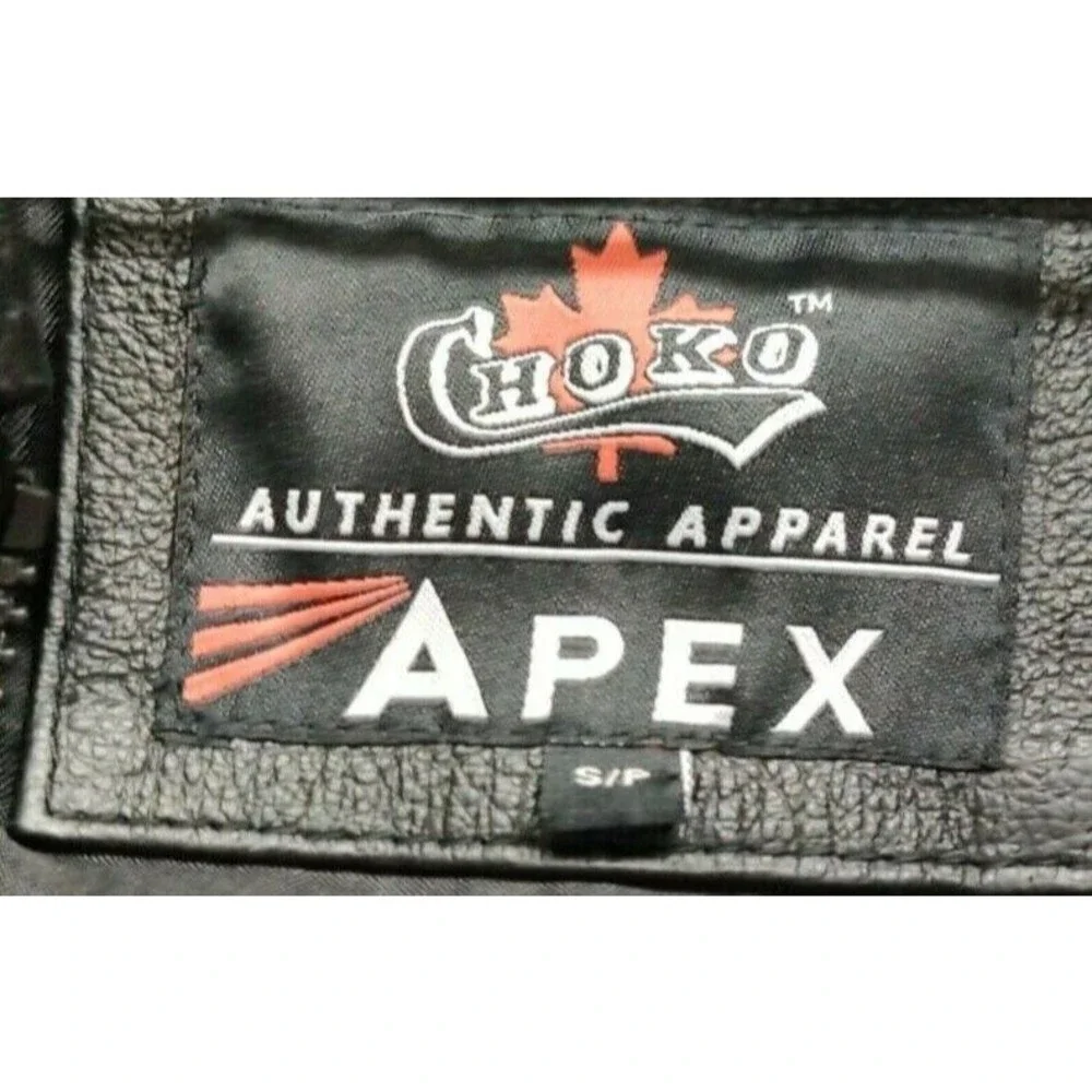 New-Authentic Apparel Apex Leather Zip Up Biker Coat Men’s Sz Small-Black Jacket_8